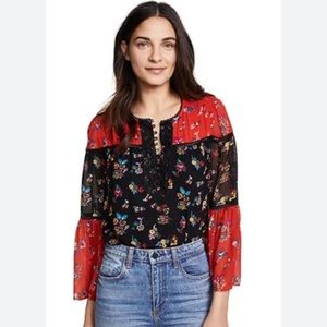 Rebecca Minkoff Floral Bell Sleeve Blouse